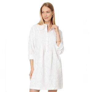 NWT Lilly Pulitzer White Rhoda Popover 100% Linen Dress Barefoot in Paradise 2